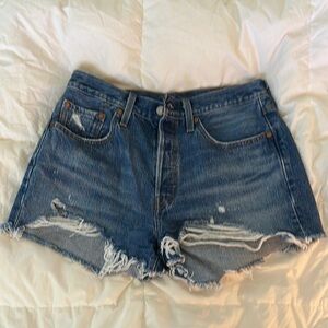 Levi's Blue Jean Shorts Distressed High-Waisted